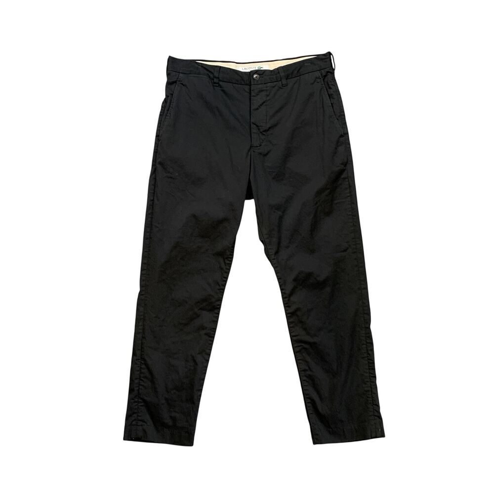 Lacoste Pants Mens 33 Black Tapered Fit Organic Stretch Cotton Travel Golf Chino